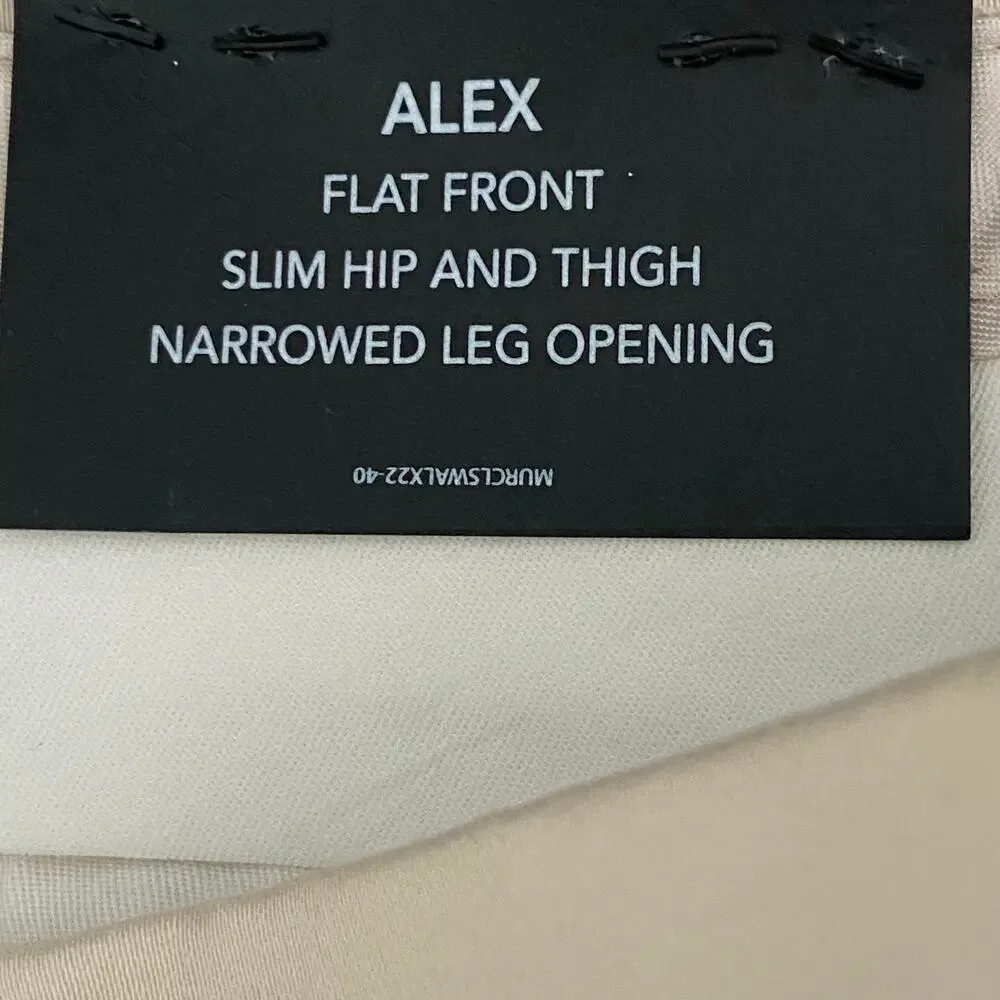 Murano Dress Pants Men's 32x34 Alex Slim Fit Flat Front Solid Cream NEW